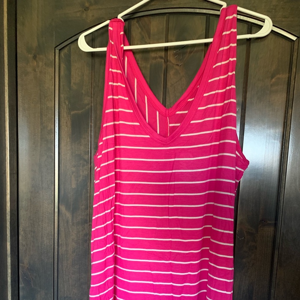 Hot pink, striped tank top